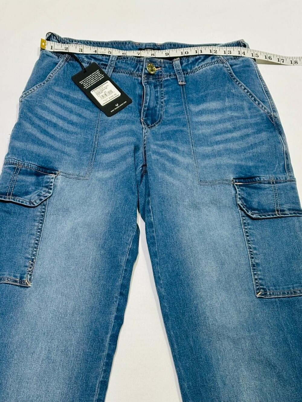 🔥 TRUE RELIGION Cargo Jeans Women’s Size 27 NWT 🔥 Medium Tide Wash | Style 600 - Picture 12 of 16